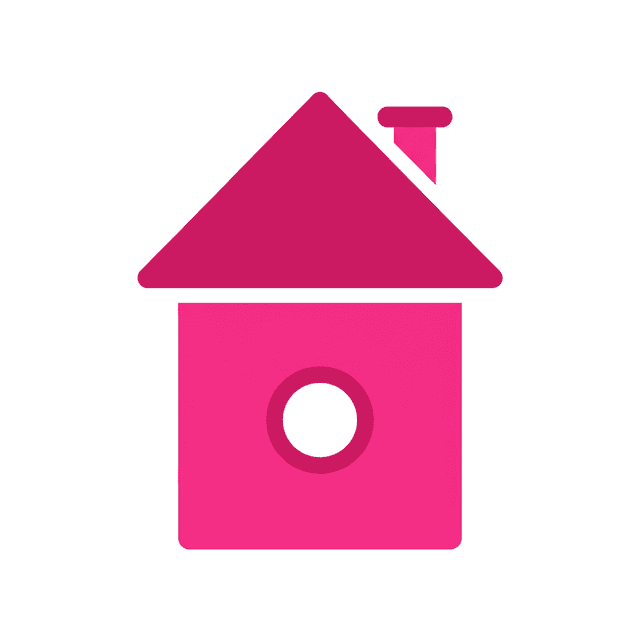 Decorative pink school building illustration